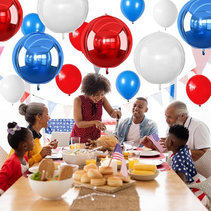 6Pcs Red Blue White Round Foil Balloons, Giant 4D Round Ball Balloons, 22 Inch - Image 6