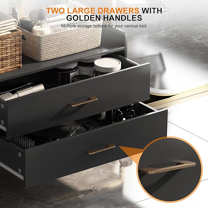Salon Rolling Trolley with Lockable Wheels Storage Drawers Tool Organizer Barber Cart Mobile Hair Station Cabinet for Beauty Makeup Spa Massage Lash Tattoo Pedicure