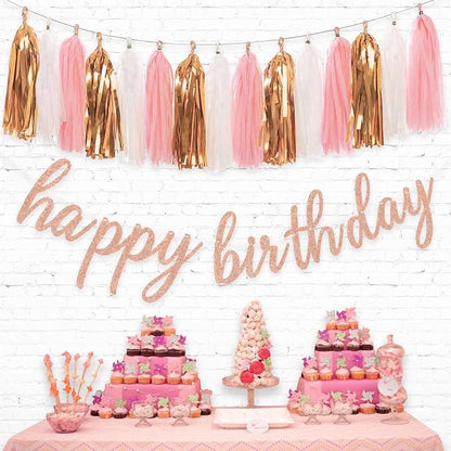 Pink Rose Gold Happy Birthday Decorations - Image 5