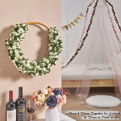 Artificial Flower Garland 8pcs 8.2ft Floral Rose Vine Decor, Hanging Faux Roses - Image 5