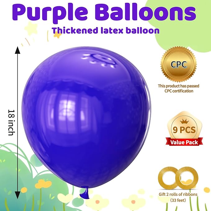 Purple Big Balloons 32pcs, 18 Inch Large Latex Giant Heavy Duty Balloons - Image 2