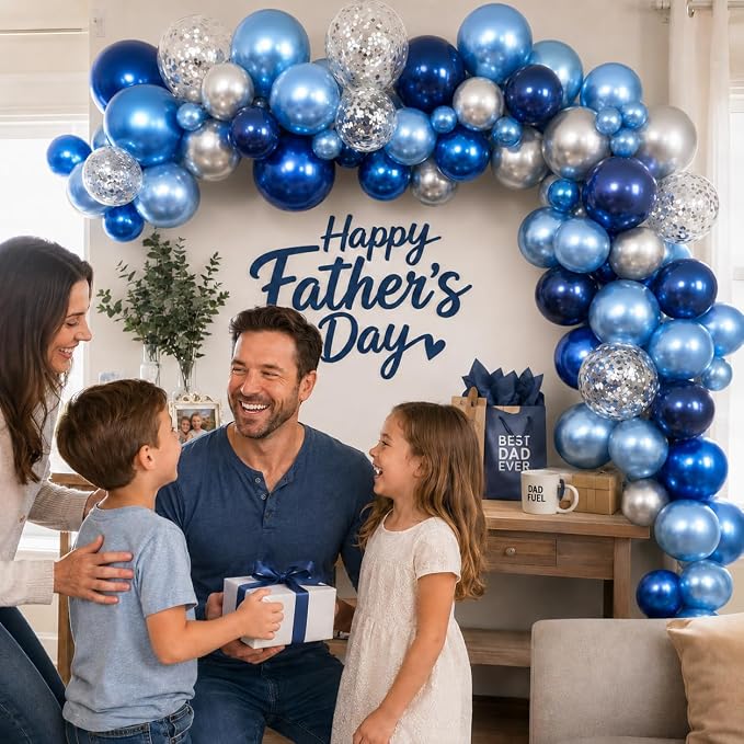 Jobkoo Blue and Silver Balloon Arch Kit - Image 5