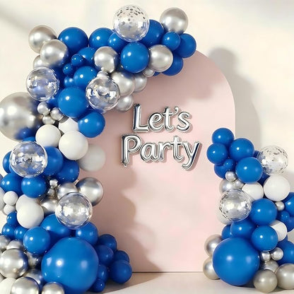 160Pcs Royal Blue and Silver Balloon Garland Arch Kit | Navy Blue White Silver - Image 5