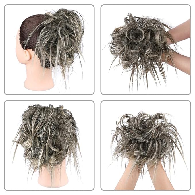 HMD Messy Bun Hair Piece Hair With Elastic Rubber Band Extensions Hairpiece Synthetic Hair Extensions Scrunchies Hairpiece for Women