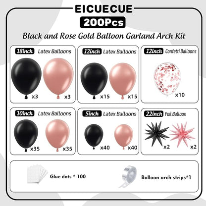 Rose Gold and Black Balloons Garland Arch Kit - Image 2