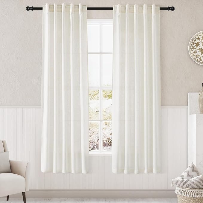 Light Filtering Linen Curtains 72 inches Long by Nanspring