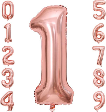 Rose Gold 1 Number Balloons, 40 Inch Big 1 Balloon Numbers Rose Gold 1 Foil by BBPOOL