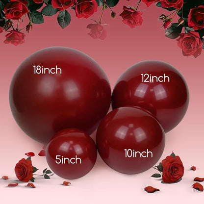 Awenztech 122pcs Burgundy Balloons, 18 12 10 5 inch Maroon Balloons Different - Image 6