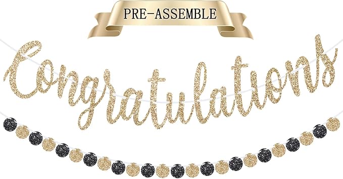 jijAcraft Congratulation Graduation Banner, Pre-strung Congratulation Party by jijAcraft