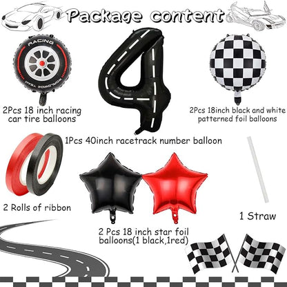 Race Car Balloons, 40 Inch Racetrack Number 4 Balloons, Big Number Balloons - Image 7