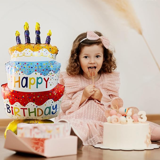 39" Giant 3-Tier Self Standing Happy Birthday Foil Balloons 2pk | standing - Image 4