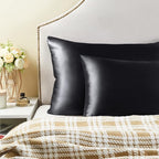 BEDELITE Satin Pillowcase with Zipper 4 Pack, Dark Grey Pillow Cases Standard Size, Super Soft and Cooling Similar to Silk Pillow Cases, Gift for Women Men(20x26 Inches)