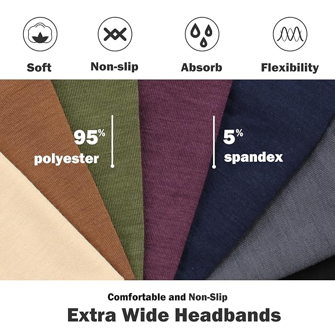 IVARYSS Extra Wide Headbands for Women Non-Slip, 7'' Large Twist Knotted Stretchy Wraps Head Bands Hair Accessories, 4 Pack, Bright Color