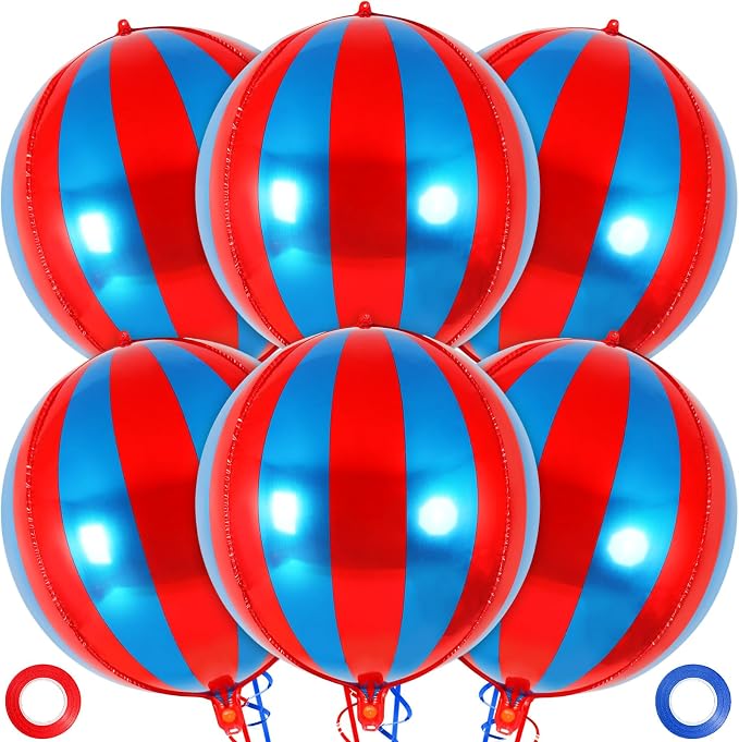 Metallic Red and Blue Foil Balloons, by AIQINHU