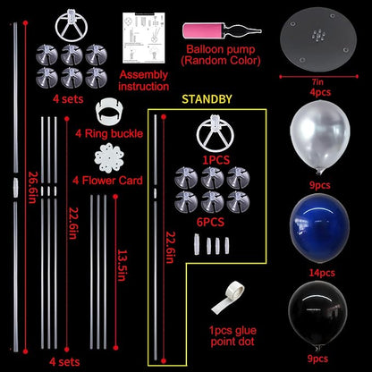TONIFUL 4Set Black Blue Silver Balloon Stand Balloon Centerpieces - Image 3