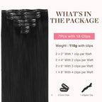 GOO GOO Clip in Hair Extensions Real Human Hair, Remy Human Hair Extensions Clip ins for Women, Natural Human Hair, 12inch 85g 7Pcs, #1B Natural Black