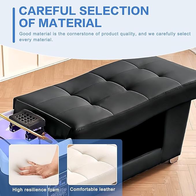 Professional Beauty Salon Shampoo Bed Head Spa Equipment with Water Circulation,Steamer,Shampoo Chair Luxury Head Care SPA Shampoo Bed (Black)
