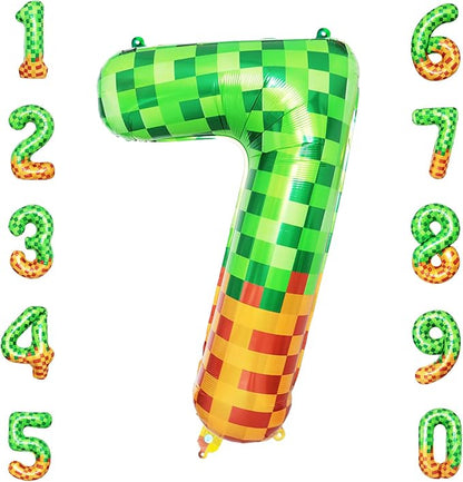 40 Inch Pixelated Number 7 Foil Balloon by TNCDJKPA