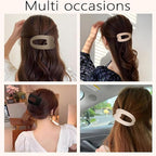 4 PCS Flat Hair Clips, Strong Hold Hair Clips for Thick Thin Hair, Stylish Classic Hair Barrettes, Large Flat Claw Clips for Women Girls (Neutral)