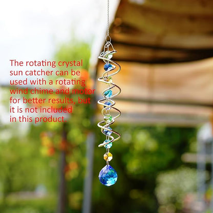 20.5in Sea Blue Crystal Gazing Ball Spiral Wind Spinner Suncatcher | Sea Blue - Image 2