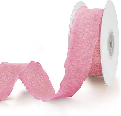 Pink Ruffle Ribbon, 1-1/2 Inch x 10 Yards Chiffon Silk Ribbons | Crinkle ribbon by Unknown
