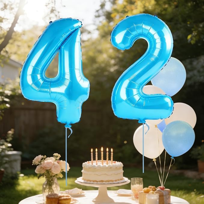 40 Inch Number 42 Balloons for 42nd Birthday Party Decorations, 0-100 Jewelry - Image 3