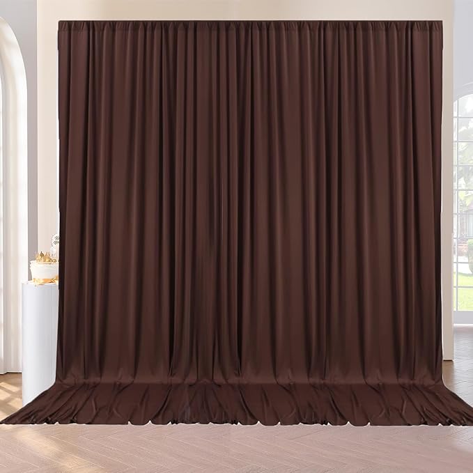 10ft x 10ft Wrinkle Free Brown Backdrop Curtains by ENJOYYOURPARTY