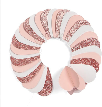 Rose-Gold Pink White Galentines-Decorations Heart Garland - 39Ft 3D Valentines - Image 3