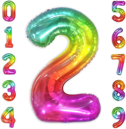 SUWEN Rainbow Number 2 Balloon 40 Inch, Big Colorful Balloons 0-9 | Large by SUWEN