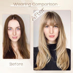 SOFEIYAN Long Straight Layered Wig with Bangs 24 Inch Synthetic Natural Hair Wig Soft Heat Resistant Long Wigs for Women Daily Party Use