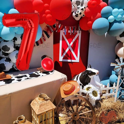 40 Inch 7 Red Number Balloons Mylar Foil Balloons 7th Birthday Party Decor | - Image 3