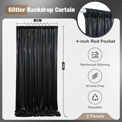 10x10FT Black Sequin Backdrop Curtain - Image 6