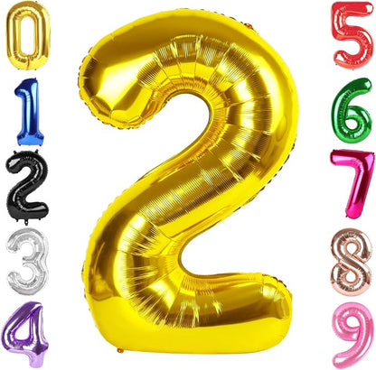 40 Inch Gold Number 2 Balloon Birthday Party Decorations by Hadoife