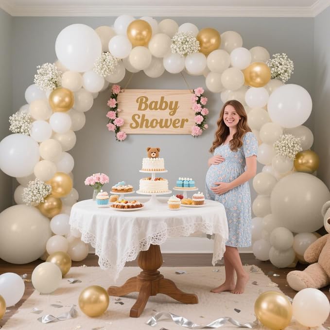 White Sand Gold Balloons Garland Arch Kit - Image 5