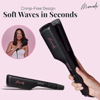 Mermade Hair Double Hair Waver Tool - Double 1" Barrel Iron for Crimp-Free Beach Waves, Hair Curler for Women, Ionic Ceramic Plates, Reduces Frizz, Suitable for Short, Medium, & Long Hair - Black