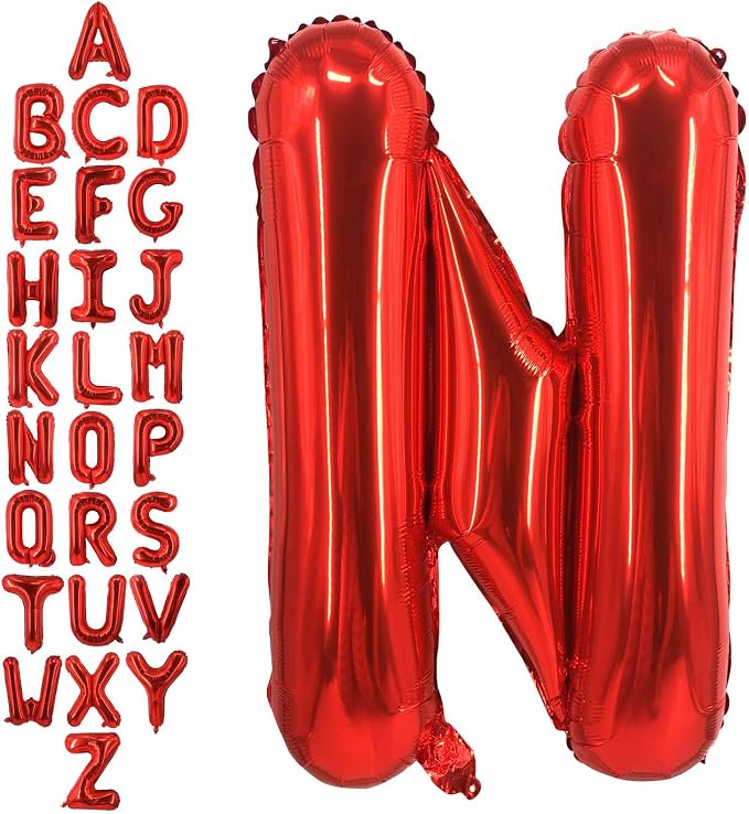 40 Inch Red Letter N Balloons, DIY Phrase Foil Alphabet Letter N Balloons DIY by LHOAVWE
