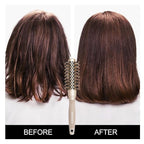 Round Brush with Boar Bristles, 1 inch Barrel, Nano Thermal Ceramic Ionic Tech for Straightening and Blow Drying, Gold