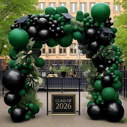 Dark Emerald Green Balloons Different Sizes Latex Double Stuffed Forest Hunter - Image 2