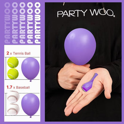 PartyWoo Purple Balloons 100pcs Latex Helium Balloons 5 Inch | Birthday Baby - Image 3