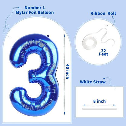 Number Balloons Navy Blue Balloons - Image 2