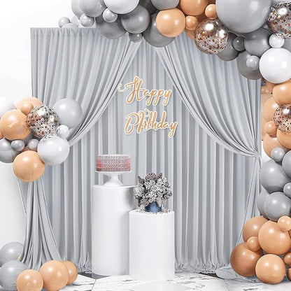 40ft x 10ft Wrinkle Free Silver Backdrop Curtains - Image 5