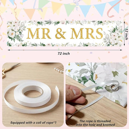 Mr And Mrs Wedding Decor Banner Decorations Party Hanging Sign | Reusable - Image 2