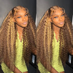 Bangjazz 32 Inch Ombre Lace Front Wig - Deep Wave, 13x4 HD Lace Frontal, 180% Density, P4/27 Colored Curly Wig - Glueless, Pre Plucked