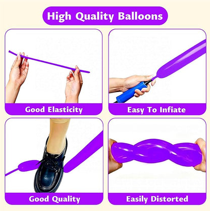 260 Purple Long Balloons for Balloon Garland Thickening Skinny Latex Twisting - Image 4