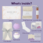 Natural Amor Lavender Blanket Spa Gift for Women 8pcs, Birthday Gift for Women, Self Care Gift for Birthday, Christmas