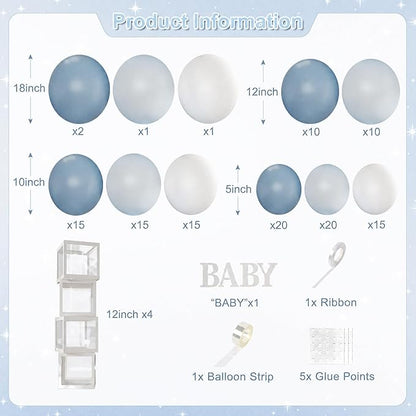 CROSSFINGERS Dusty Blue Balloon Baby Shower Decorations - Image 2