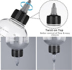 16.9oz Applicator Bottle for Hair, 2 PCS Twist-On Top Tip Cap Hair Color Bottle Applicator for Hairs with Graduated Scale, Clear Squeeze Bottles Plastic Hairs Dye Bottles, Hair-Oiling Container, 500ml