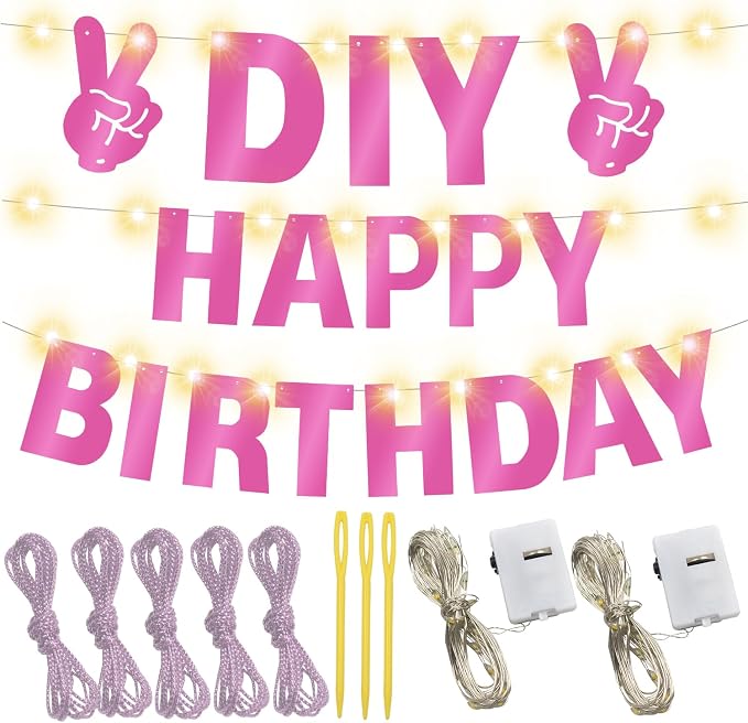 175Pcs DIY Glitter Customizable Banner Kit Happy Birthday Letter Banners - Image 4