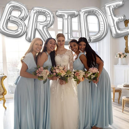 40 Inch BRIDE Balloons Bachelorette Party Decorations, Metallic Silver Bride - Image 9