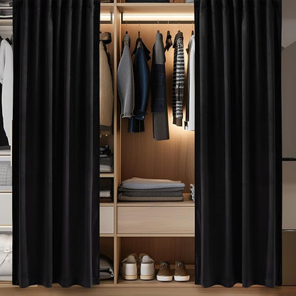 Black Doorway Curtain Soft Velvet Blackout Thermal Insulated Privacy Room - Image 5
